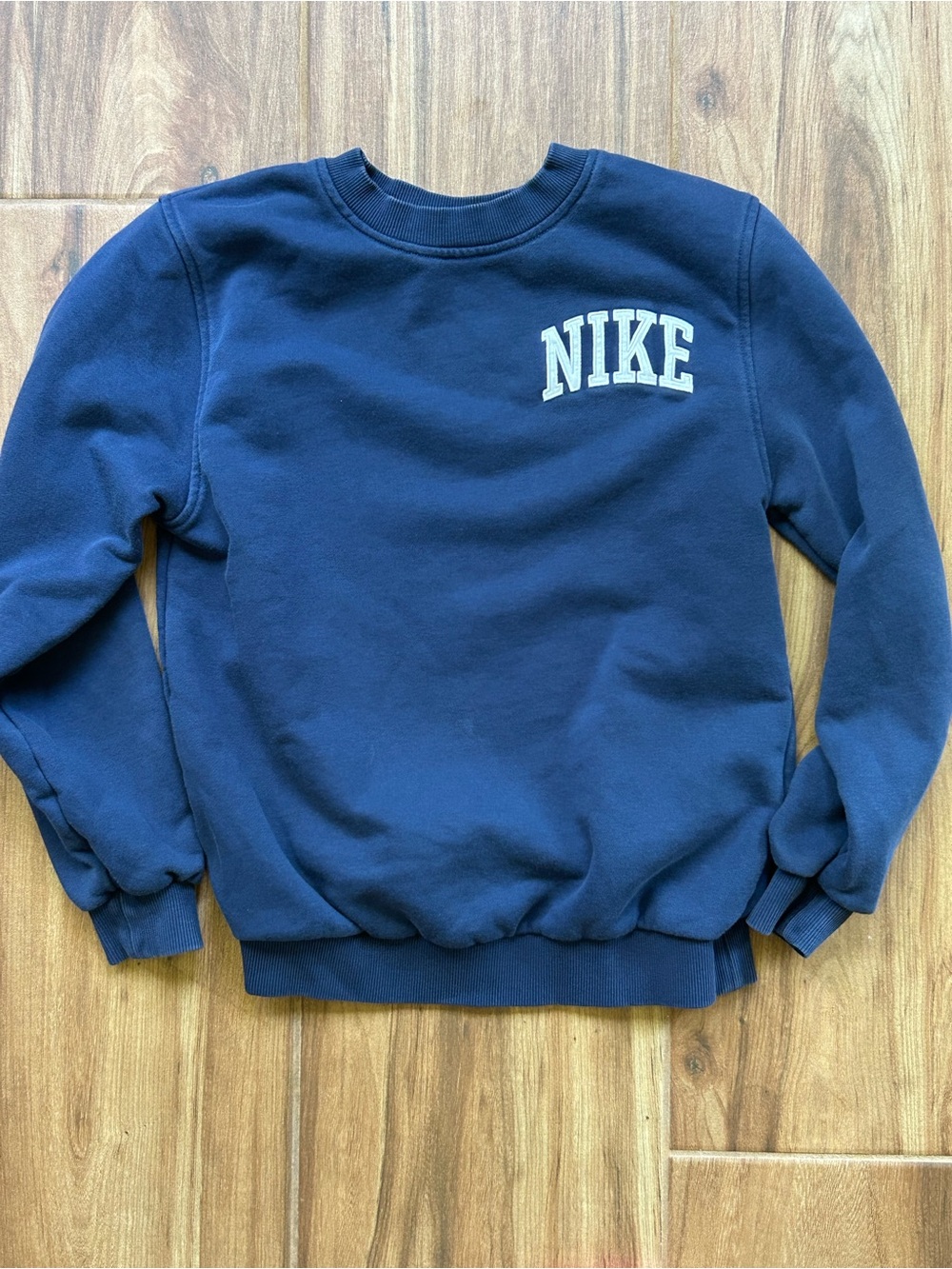 Nike Kids Navy Blue Crewneck Sweatshirt Embroidered Logo
